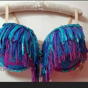 Custom glitter rave, Coachella, tomorrowland, bra